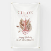 Wildflower Meisje 1e Verjaardag Party Banner (Verticaal)