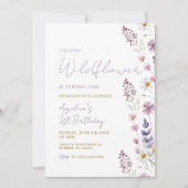 Wildflower meisje 1e verjaardag uitnodiging (Voorkant)