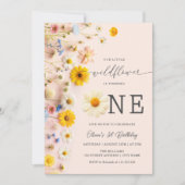 Wildflower meisje 1e verjaardag uitnodiging (Voorkant)
