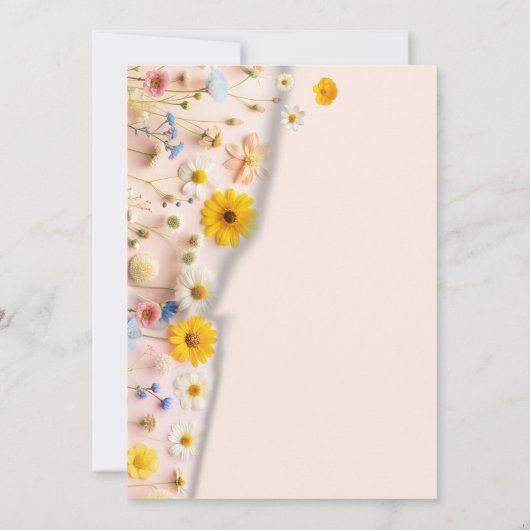 Wildflower meisje 1e verjaardag uitnodiging (Achterkant)