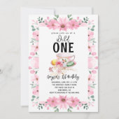 Wildflower Meisje 1e Verjaardagsfeest Kaart (Voorkant)