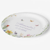 Wildflower Meisje 1e Verjaardagsfeest Papieren Bordje (Gekanteld)