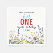Wildflower Meisje 1e Verjaardagsfeest Servet (Voorkant)