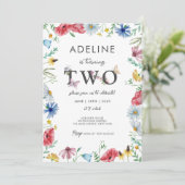 Wildflower Meisje 2e Verjaardag Bloemenvlinder Sch Kaart (Staand voorkant)