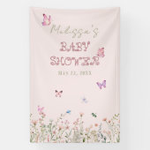 Wildflower Meisje Baby shower Bloemen Foto Achterg Spandoek (Verticaal)