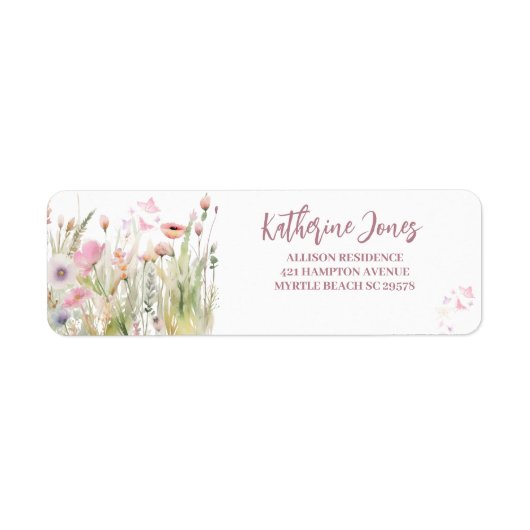Wildflower Meisje Baby shower Etiket (Voorkant)