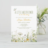 Wildflower Meisje Baby shower Kaart (Staand voorkant)