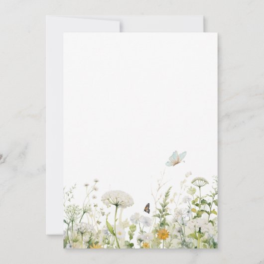 Wildflower Meisje Baby shower Kaart (Achterkant)