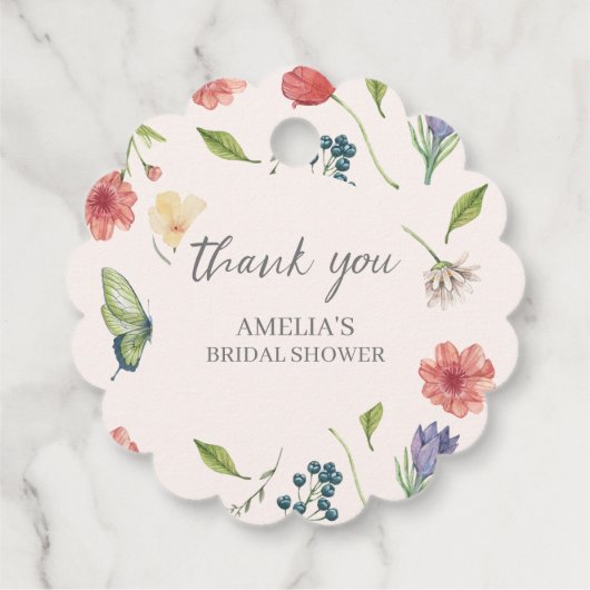 Wildflower Meisje Baby shower Kaarten & Cadeaubord Bedankjes Labels (Achterkant)