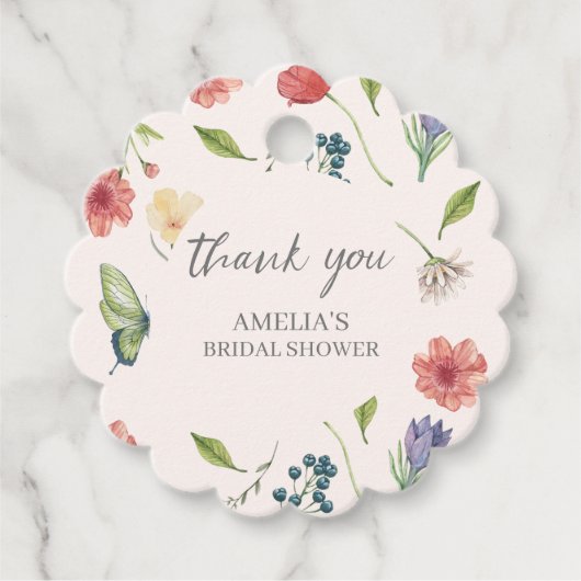 Wildflower Meisje Baby shower Kaarten & Cadeaubord Bedankjes Labels (Voorkant)