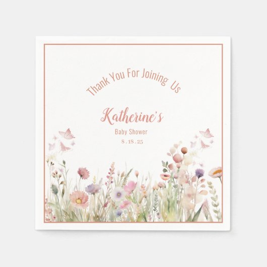 Wildflower Meisje Baby shower Servet (Voorkant)