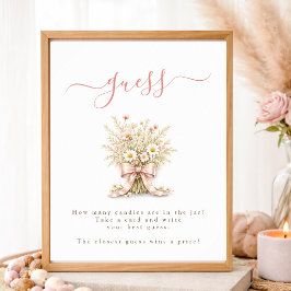 Wildflower Meisje Baby Shower Spel Raad Hoeveel Poster