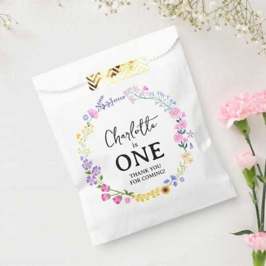 Wildflower meisje eerste verjaardag dank u bedankzakje (Gezegeld)