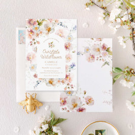 Wildflower meisje eerste verjaardag uitnodiging