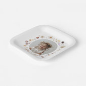 Wildflower Meisje Foto 1e verjaardag Papieren Bordje (Gebogen)