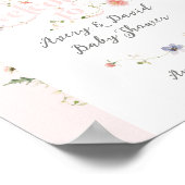 Wildflower Meisje Roze Bloom Baby shower Poster (Hoek)