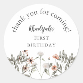 Wildflower Meisje Verjaardagsfeestje Ronde Sticker