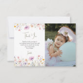 Wildflower Meisjes 1e Verjaardag Party Foto Bedankkaart (Voorkant)