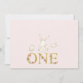 Wildflower Meisjes Sommige Konijntje 1e Verjaardag Kaart (Achterkant)