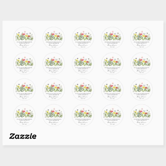 Wildflower Memorial Funeral Seed Packet Ronde Sticker (Vel)