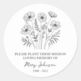 Wildflower Memorial Funeral Seed Packet Ronde Sticker