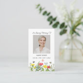 Wildflower Memorial Photo Funeral Prayer Card Visitekaartje (Staand voorkant)