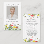 Wildflower Memorial Photo Funeral Prayer Card Visitekaartje (Voorkant / Achterkant)
