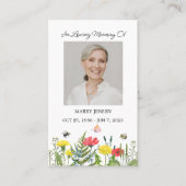 Wildflower Memorial Photo Funeral Prayer Card Visitekaartje (Voorkant)