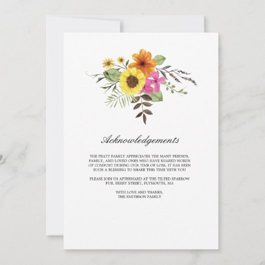 Wildflower Memorial Programma Sides 3 en 4 (Achterkant)