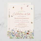 Wildflower Memorial Service viering van het leven Kaart (Voorkant / Achterkant)