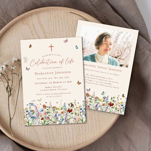 Wildflower Memorial Service viering van het leven Kaart