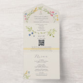 Wildflower Menu Ivory Bruiloft All In One Uitnodiging (Binnen)