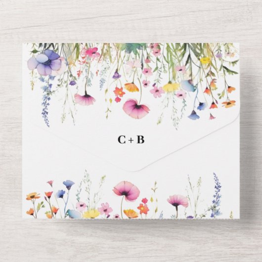 Wildflower Menu Keuze Repetitie Diner All In One Uitnodiging (Achterkant)