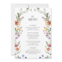Wildflower Menu Sjabloon, Tuinfeest bruids show