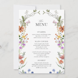 Wildflower Menu Sjabloon, Tuinfeest bruids show Kaart