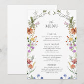 Wildflower Menu Sjabloon, Tuinfeest bruids show Kaart (Voorkant / Achterkant)