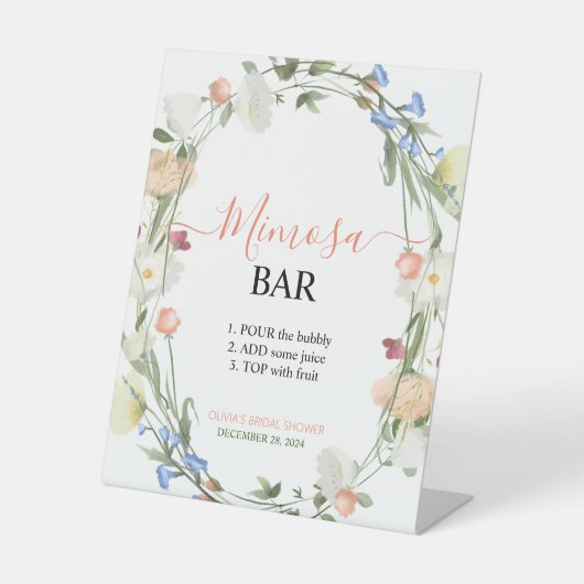 Wildflower Mimosa Bar voetstuk teken Reclamebord Met Voetstuk (Voorkant)