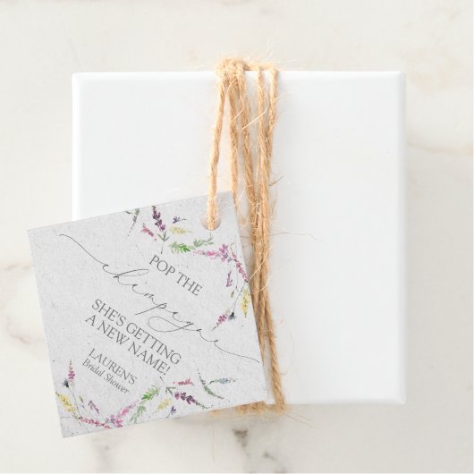 Wildflower Mini Champagne Bottle Bedankjes Labels (In situ)