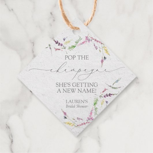 Wildflower Mini Champagne Bottle Bedankjes Labels (Achterkant)