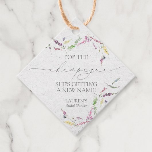 Wildflower Mini Champagne Bottle Bedankjes Labels (Voorkant)