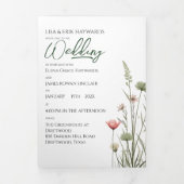 Wildflower Minimal 50 gasten DIY Budget Wedding Drieluik Uitnodiging (Cover)