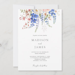 Wildflower Minimalist Boho Floral Wedding Kaart