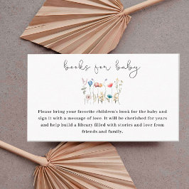 Wildflower Minimalistisch Baby shower Boek voor Ba Informatiekaartje