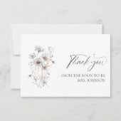 Wildflower minimalistisch bruids douche dank u bedankkaart (Voorkant)