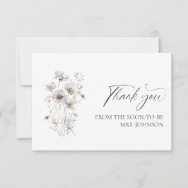 Wildflower minimalistisch bruids douche dank u bedankkaart