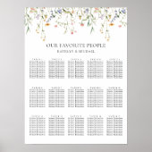 Wildflower minimalistisch bruiloft 15 tafel zitpla poster (Voorkant)