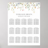 Wildflower minimalistisch bruiloft 15 tafel zitpla poster (Voorkant)