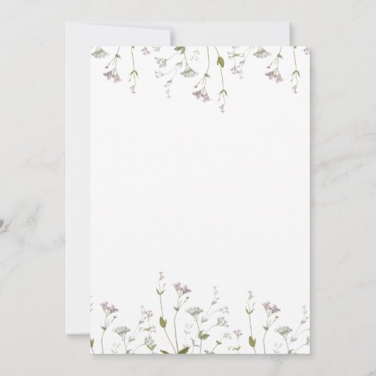 Wildflower minimalistisch delicate bloemenbruiloft save the date (Achterkant)