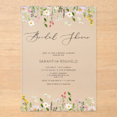 Wildflower minimalistisch elegant Vrijgezellenfees Acryl Uitnodigingen (Voorkant)