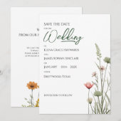 Wildflower Minimalistische Boho Budget Save The Da Kaart (Voorkant / Achterkant)